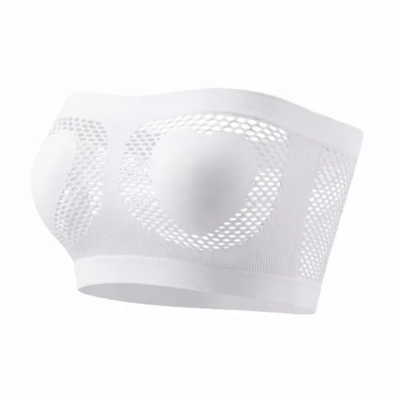 Women Strapless Bandeau Bra Heart Hollow Out Seamless Wireless Unlined Sexy Lingerie Tube Top