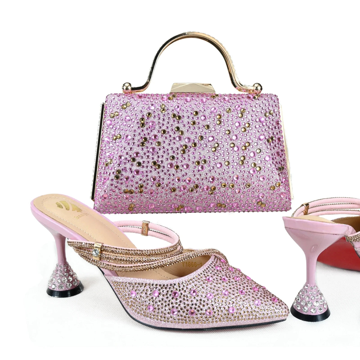 Doershow Italian Shoe and Bag Set New 2024 Women Shoes and Bag Set In Italy pink Italian Shoes with Matching Bag set HGH1-19