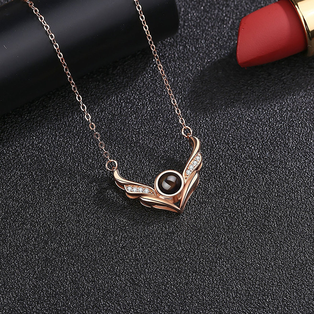 Angel wings with customizable photosProjection Necklace Pendant Jewelry