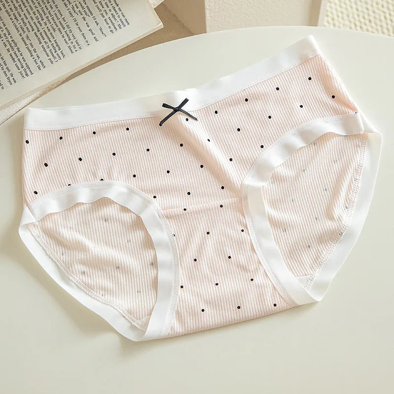 4pcs New Arrival Mid Waist Dot Print Underwear Ladies Sexy Panties for Women Comfortable Girls Briefs Intimates Lingerie