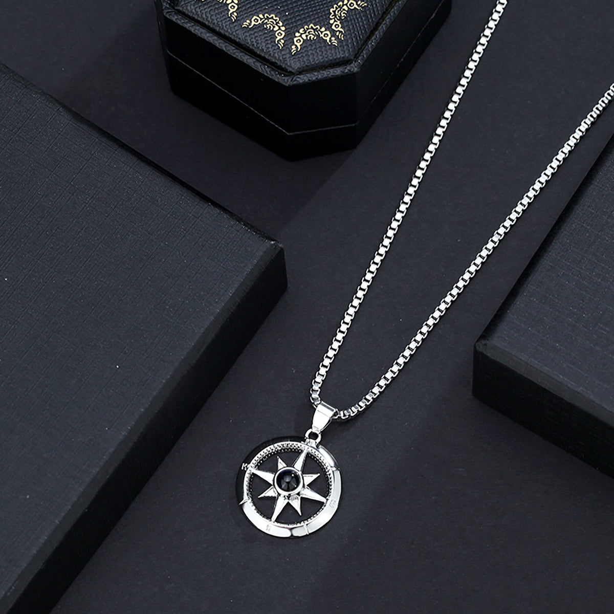 Photo customizable compassProjection Necklace Pendant Jewelry For Lover Girlfriend