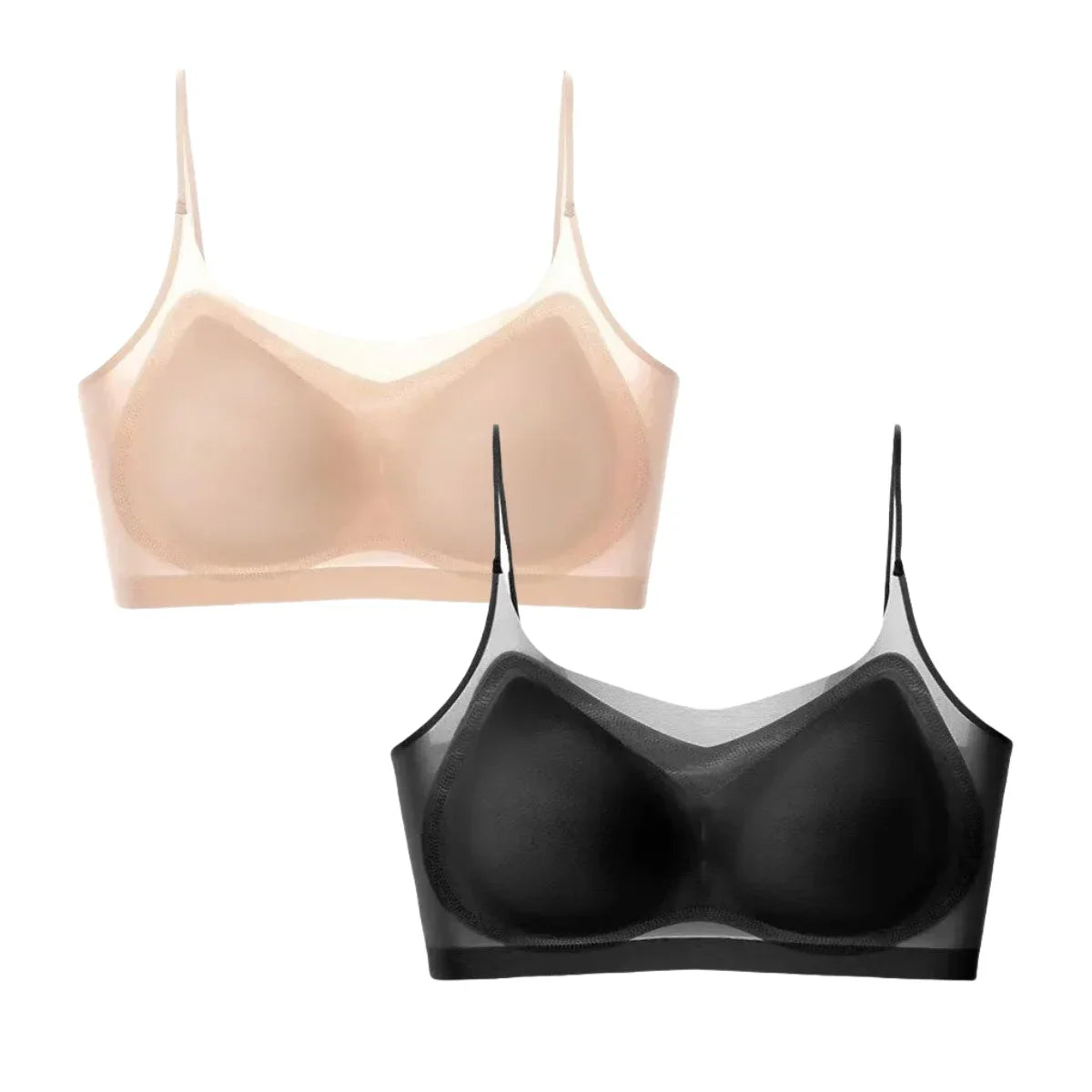 2Pcs/Set Seamless Bras For Women Padded Bra Sexy Lingerie Comfy Solid Color Tube Top Thin Straps U-Back Underwear M-4XL