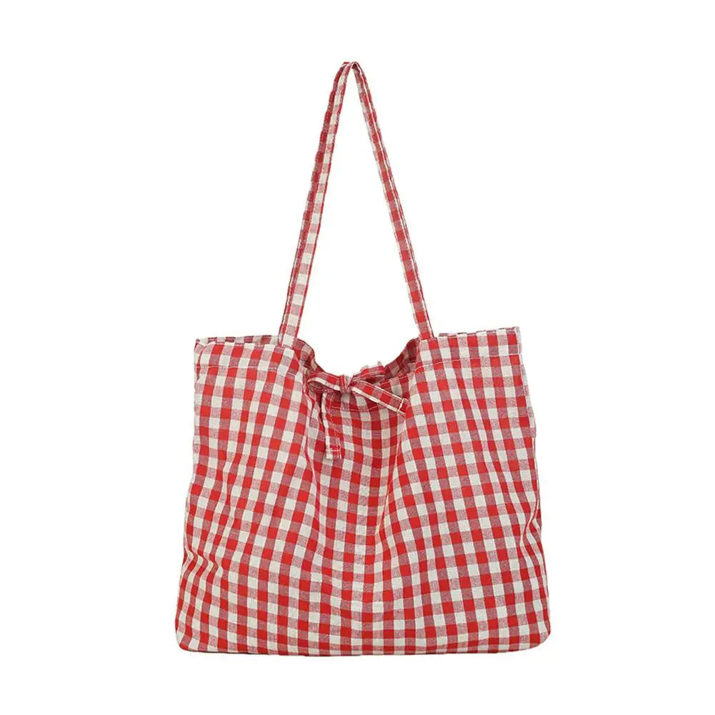 Casual Plaid Tote Bag With Large Capacity Lightweight Shoulder Handbag For Women Daily Use