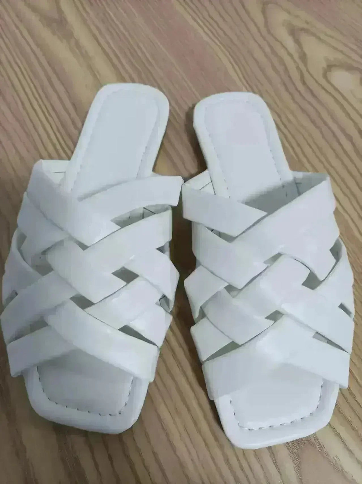 Summer Leather Flat Beach Slides Outdoor Casual Women Slippers