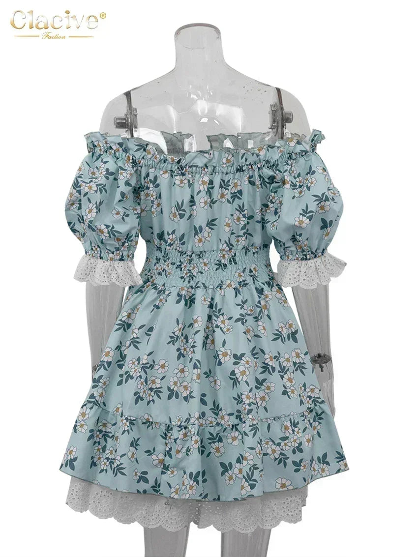 Clacive Summer Slim Print Women&