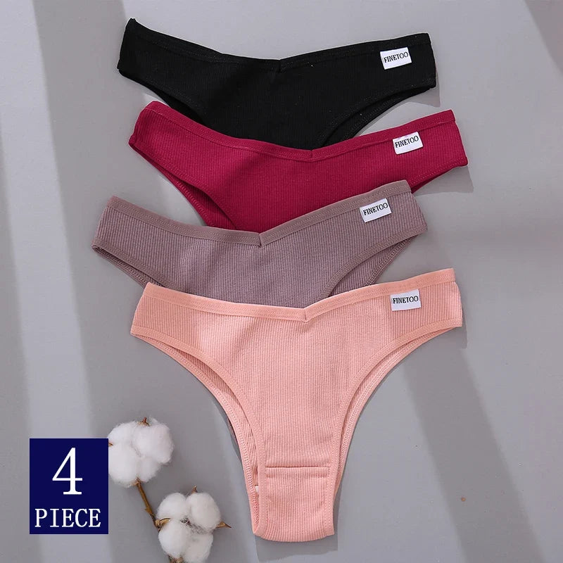 Premium Cotton Brazilian Panties – 4-Piece Set for Women