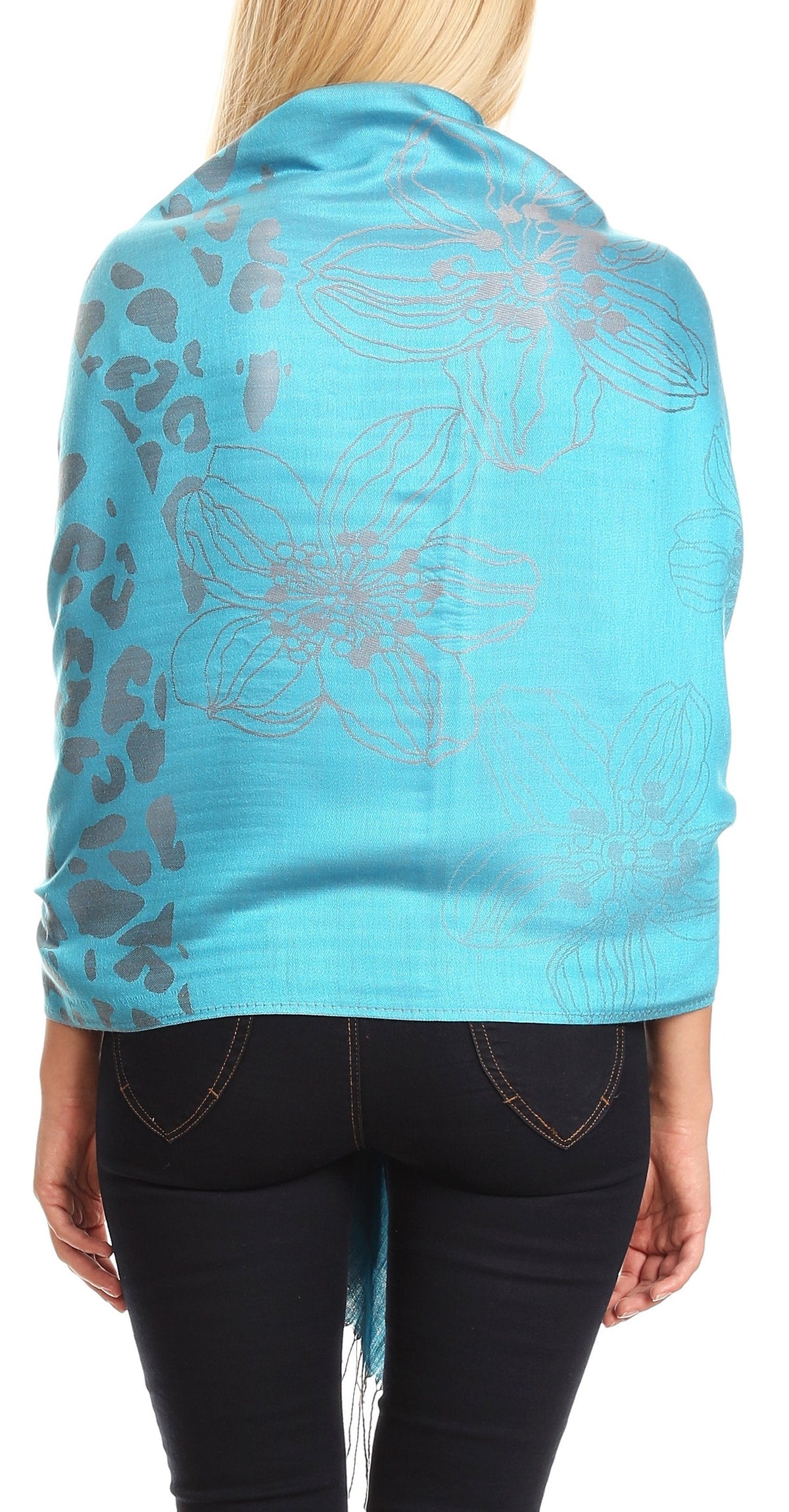 Sakkas Salome Reversible Silky soft Wrap Shawl Scarf with Lovely Floral Brocade