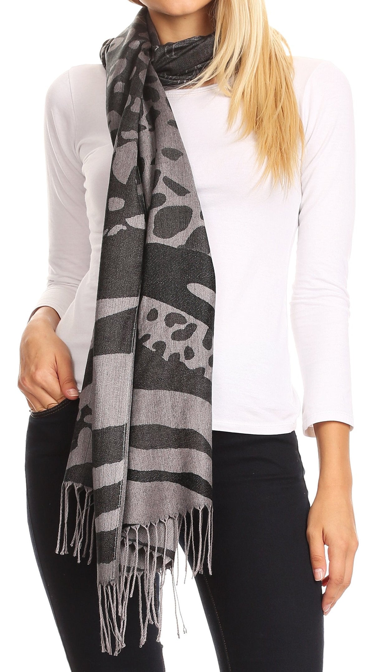 Sakkas Salome Reversible Silky soft Wrap Shawl Scarf with Lovely Floral Brocade
