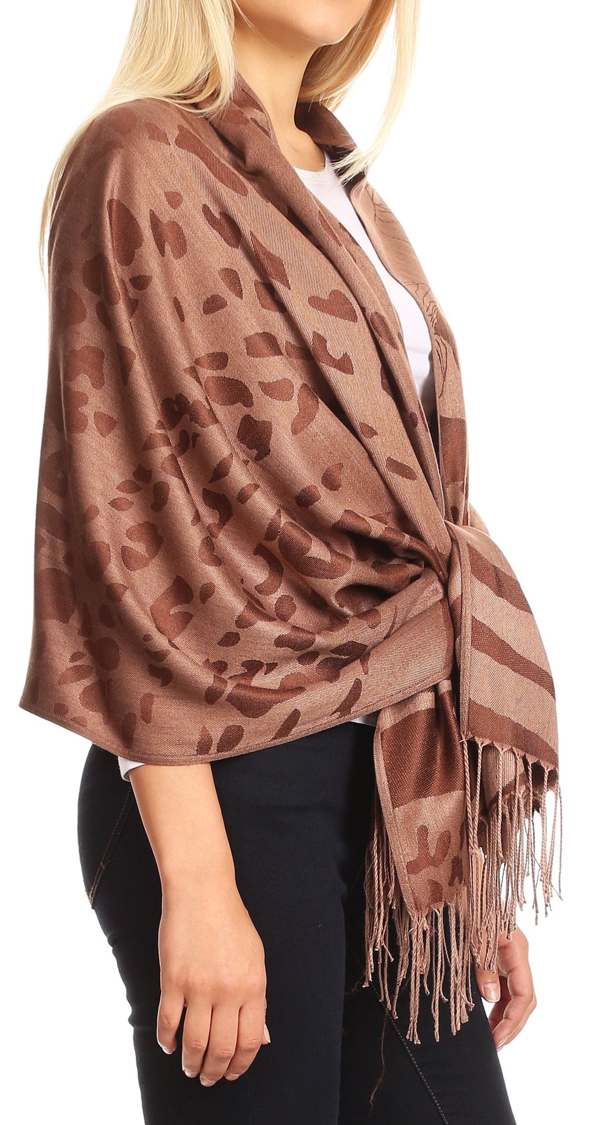 Sakkas Salome Reversible Silky soft Wrap Shawl Scarf with Lovely Floral Brocade
