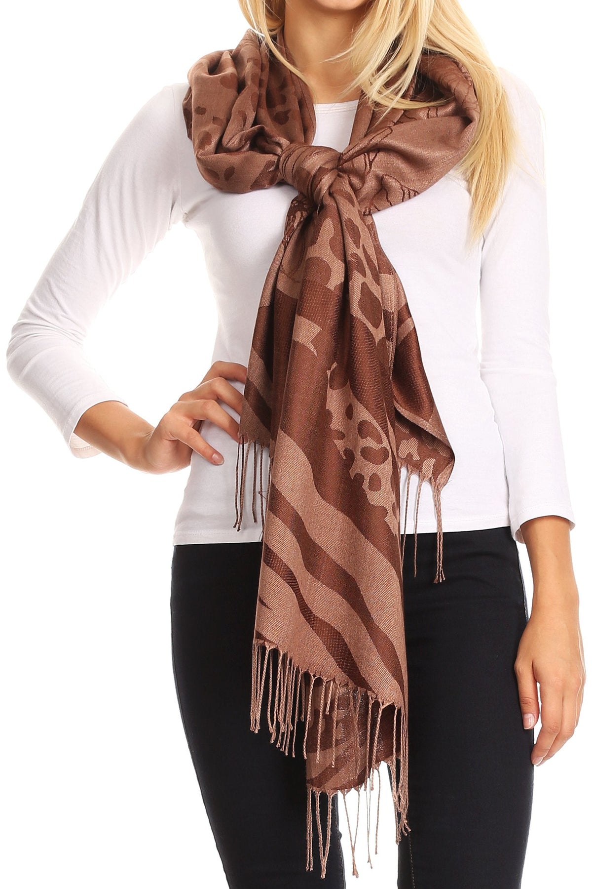 Sakkas Salome Reversible Silky soft Wrap Shawl Scarf with Lovely Floral Brocade