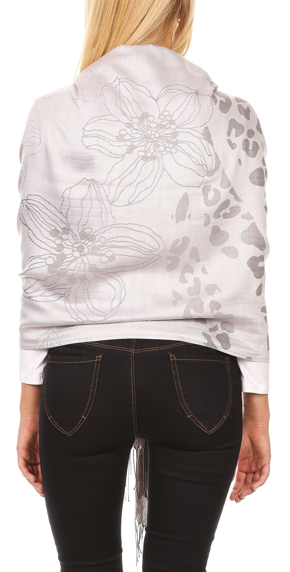 Sakkas Salome Reversible Silky soft Wrap Shawl Scarf with Lovely Floral Brocade