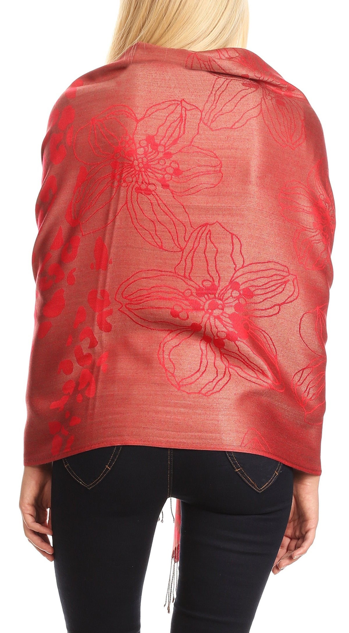 Sakkas Salome Reversible Silky soft Wrap Shawl Scarf with Lovely Floral Brocade