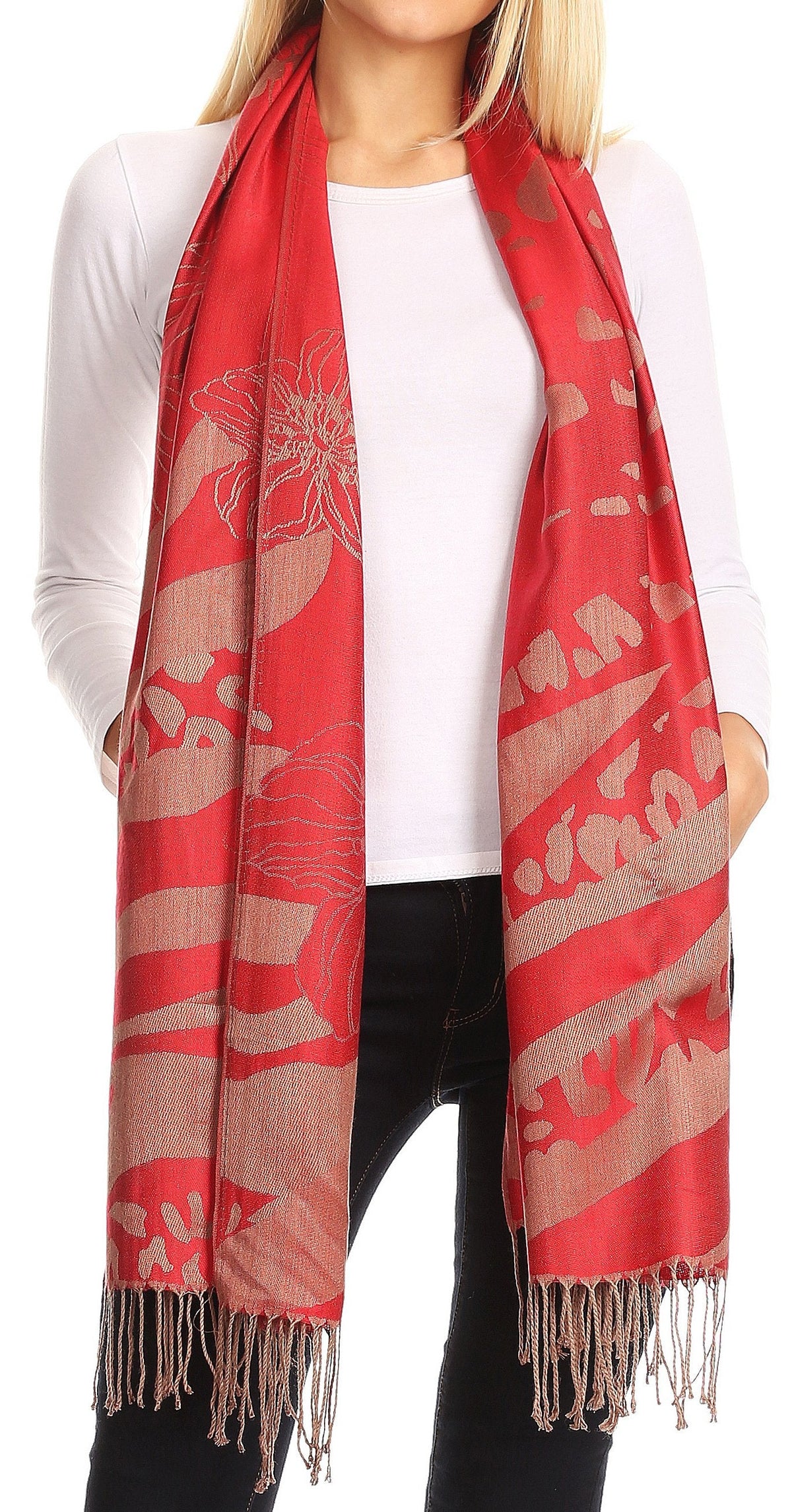 Sakkas Salome Reversible Silky soft Wrap Shawl Scarf with Lovely Floral Brocade