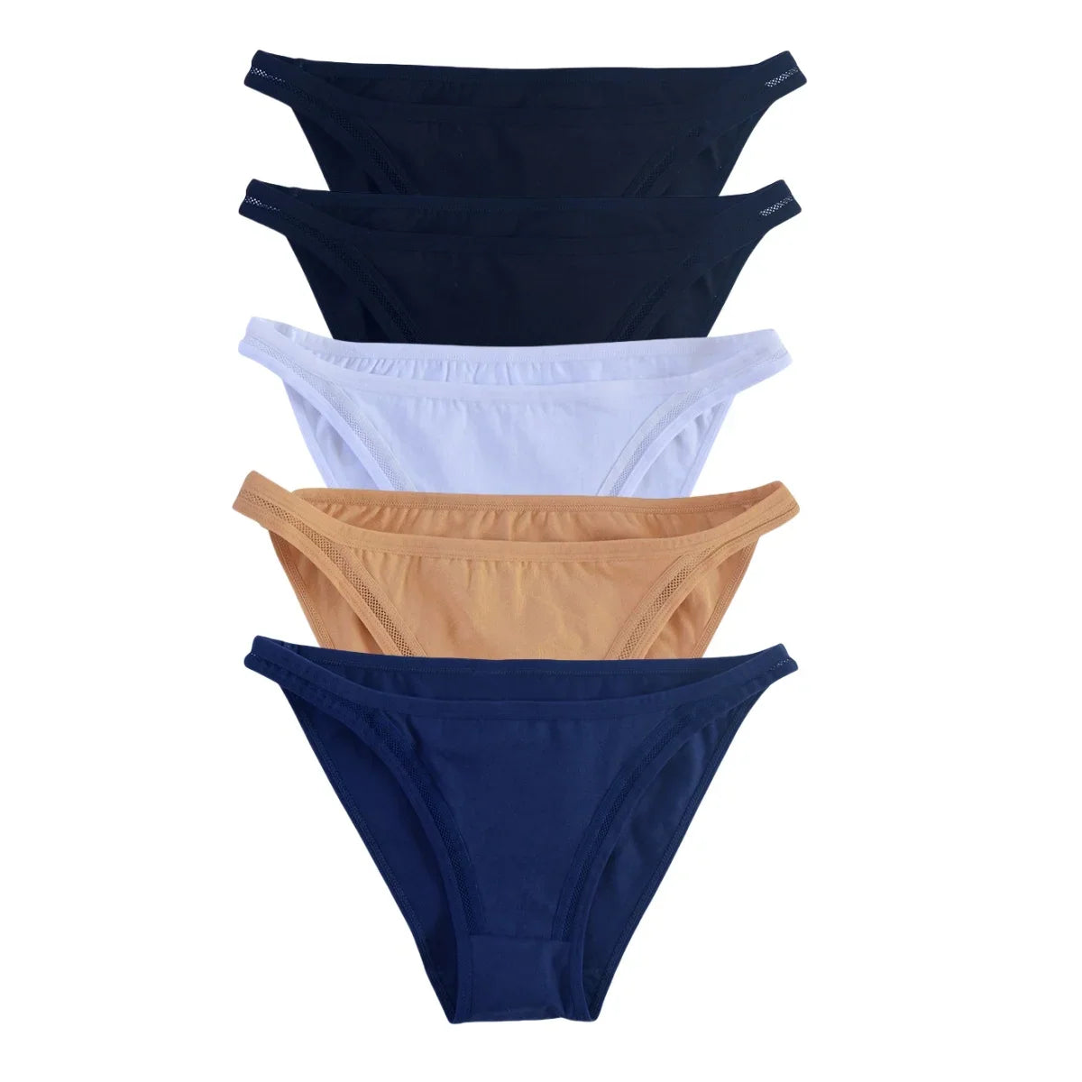 5Pcs/Set Cotton Panties Women Low Rise Briefs Solid Color Underwear Comfort Breathable Underpants M-XL Sexy Lingerie