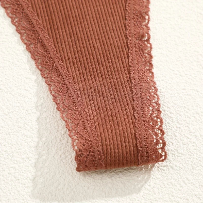 Comfortable Cotton Lace G-String Panties for Women