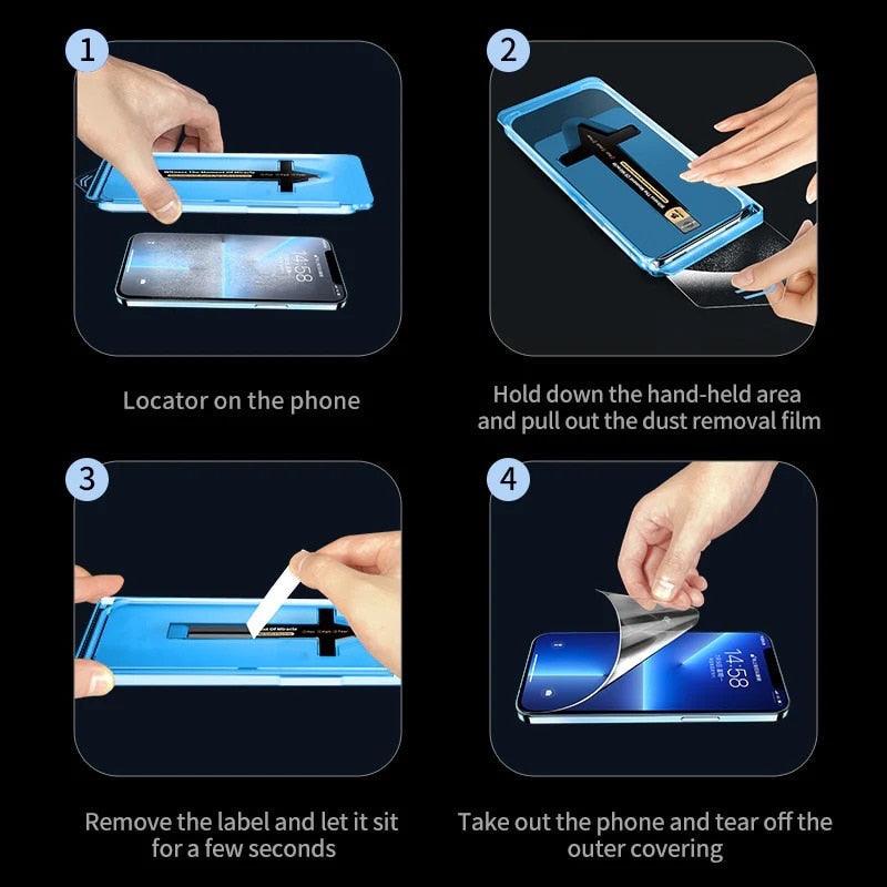 Edge to Edge Coverage Screen Protector for iPhone 14 Pro Max 12 13 Dust Free Phone Screen Protector Glass With Install Proof Without Bubbles