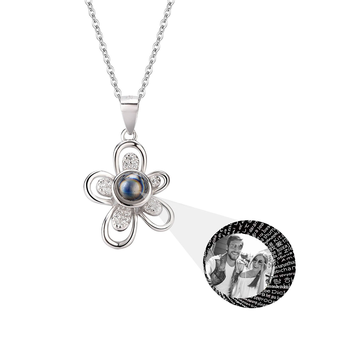 Flowers that can be customized for photos Projection Necklace Pendant Jewelry