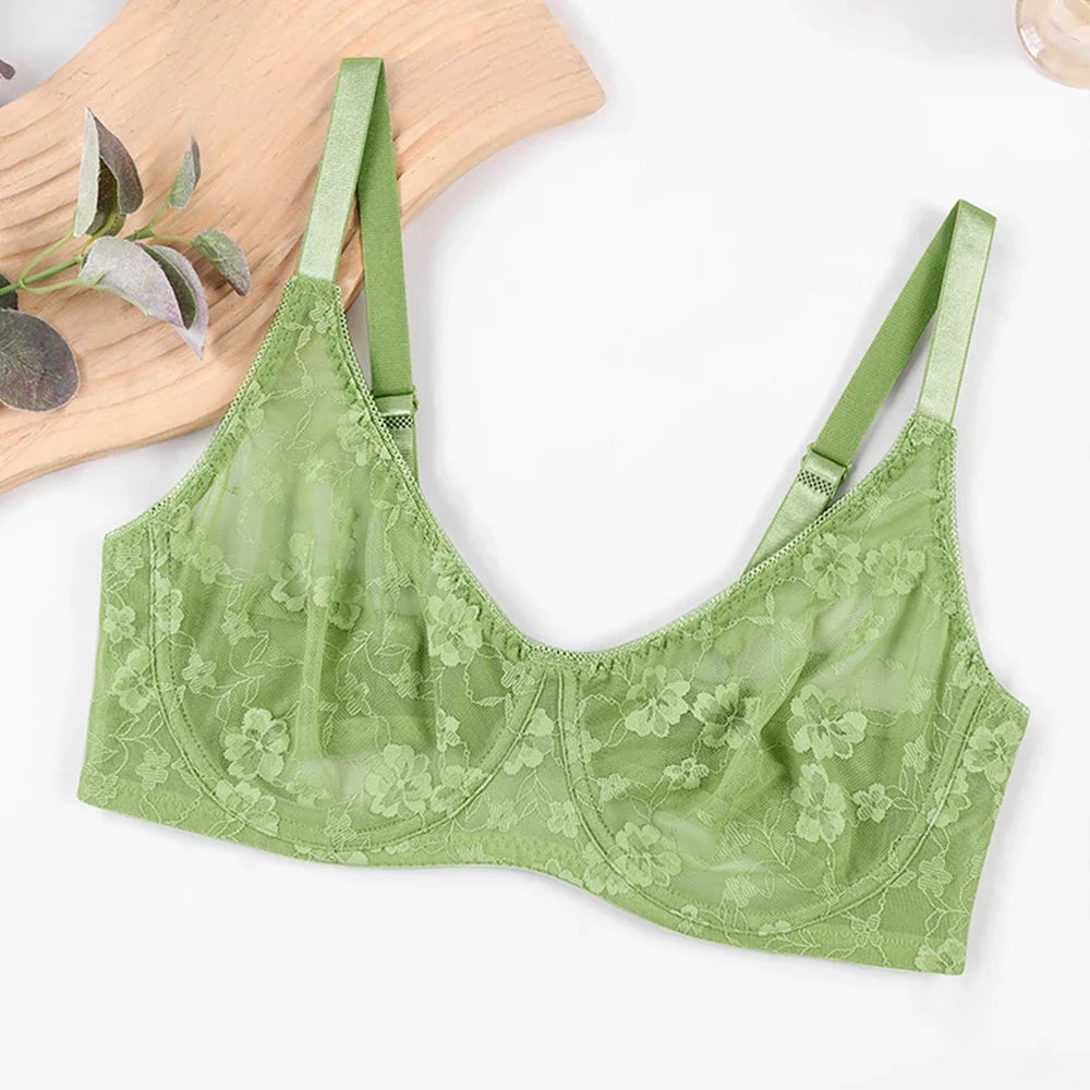 Ultra Thin Plus Size Womens Underwire Support Bra Adjustable Straps No Padding Comfort Leisure Sexy Brassiere