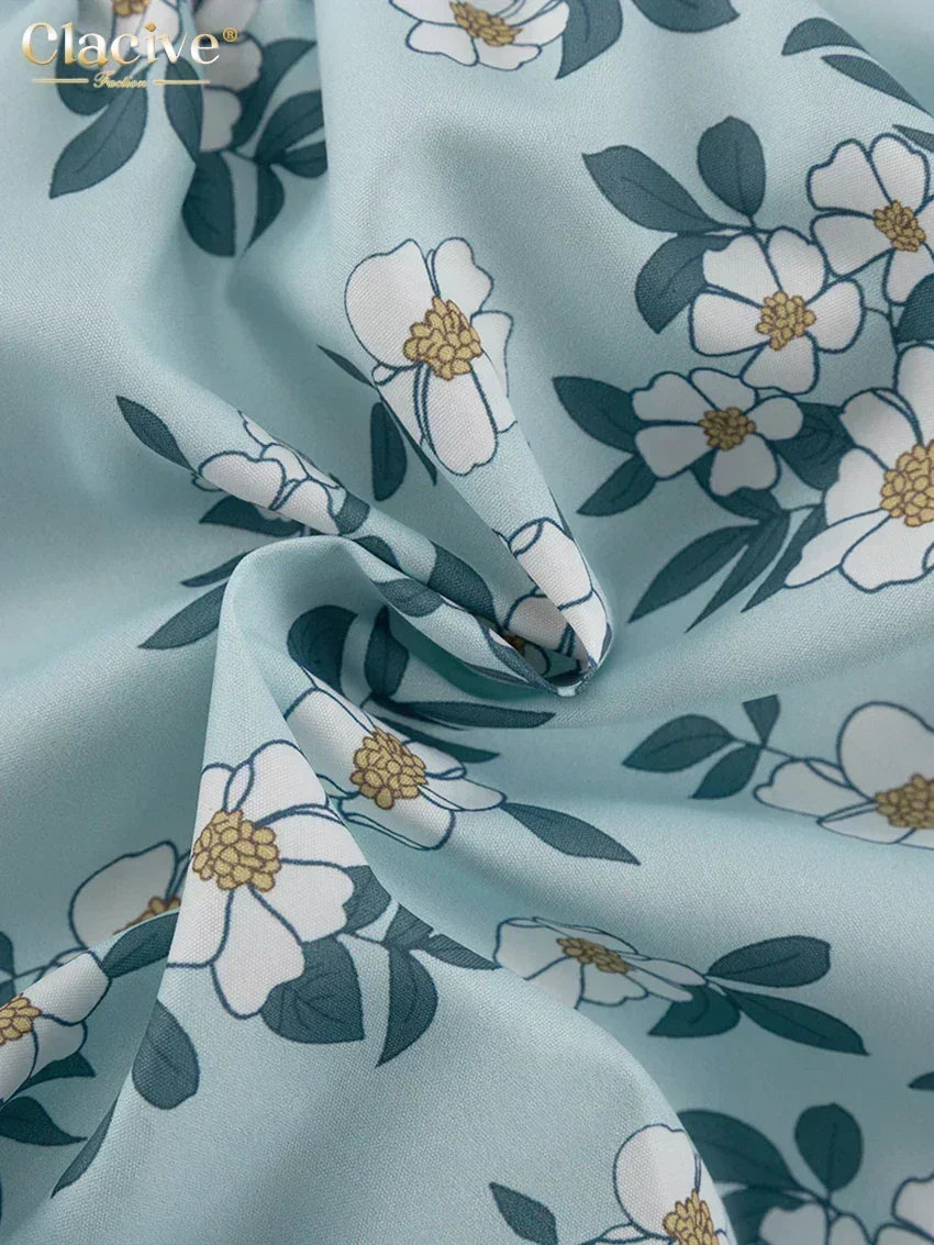 Clacive Summer Slim Print Women&