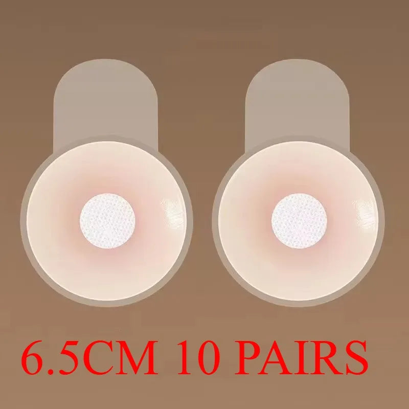 10 Pair 6.5CM Silicone Nipple Covers Adhesive Bra Stickers Invisible Lift Up Chest Pads Reusable Breast Petals for Women