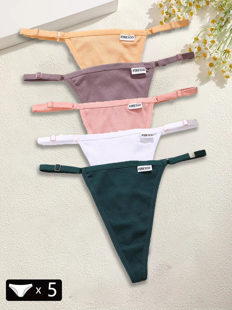 Premium Cotton Thong Panties for Women – 5-Piece Set