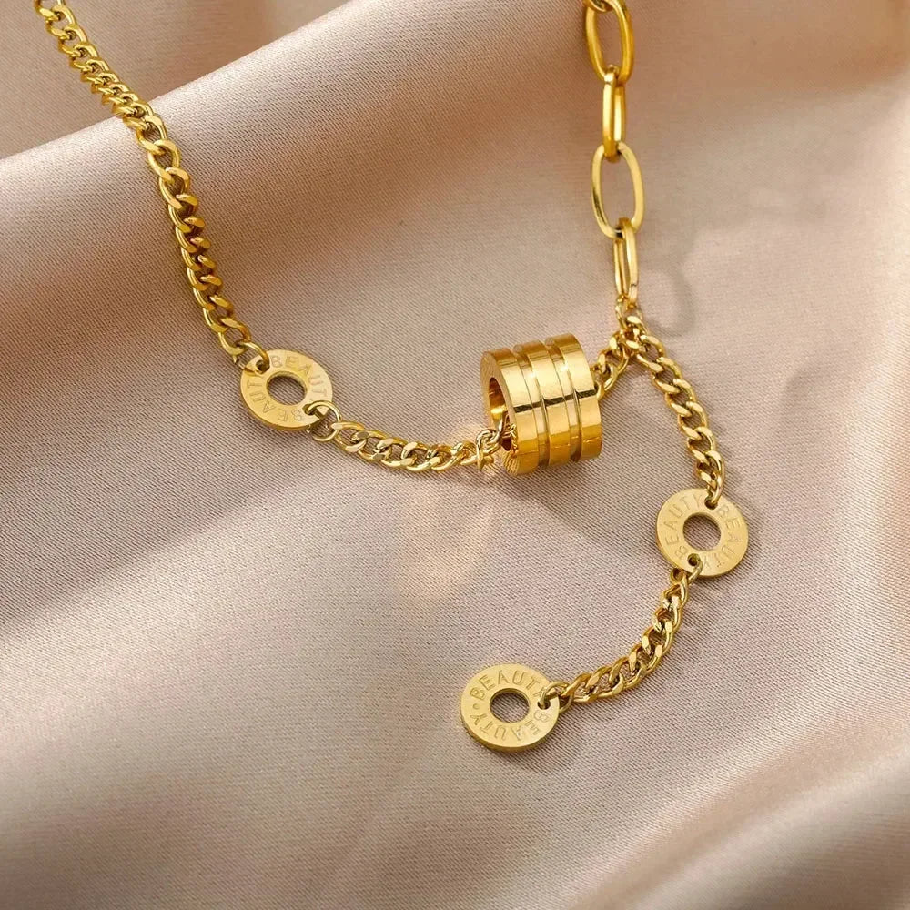 316L Stainless Steel Multilayer Heart Necklace For Women Girls Goth Gold Color Clavicle Chain Charm Choker Jewelry Birthday Gift