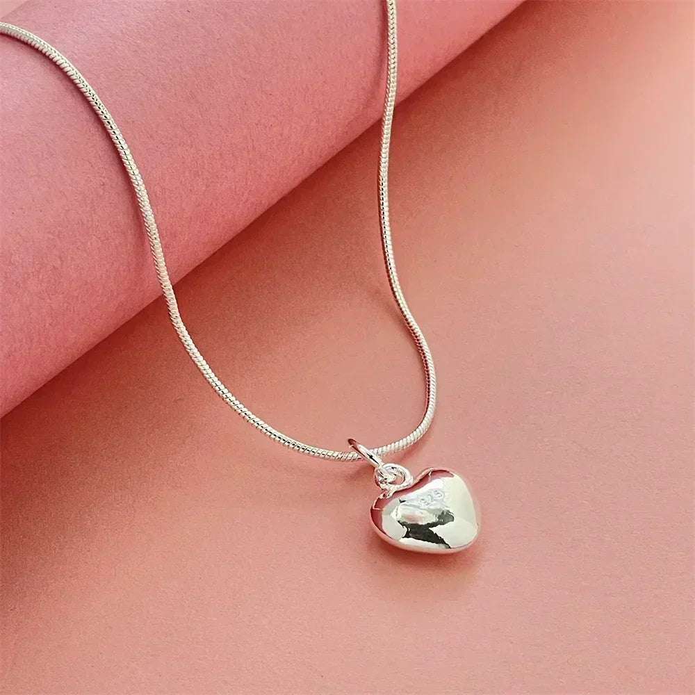 925 Sterling Silver Heart Pendant - Minimalist Fine Jewelry - Gift for Her