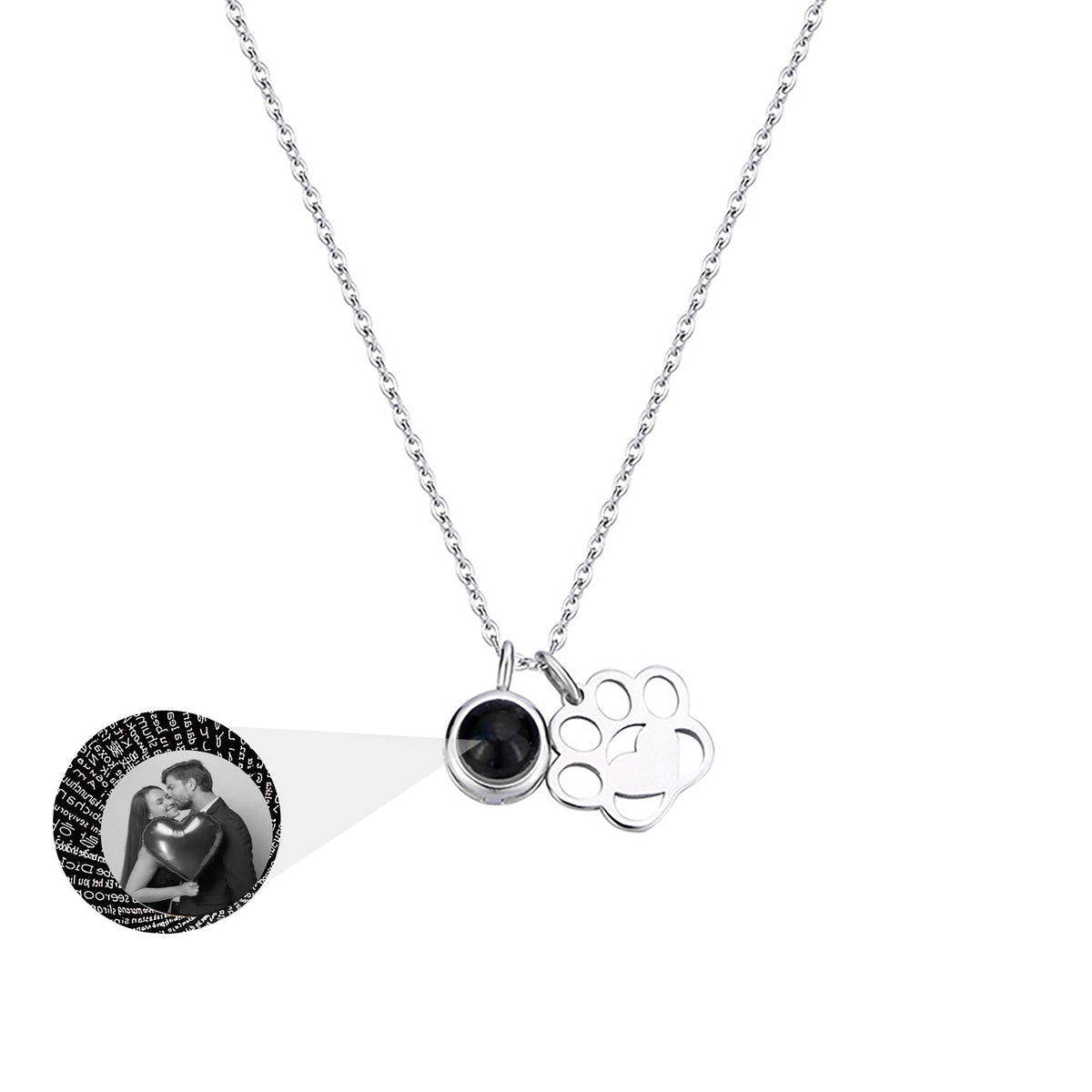 Customized Photo Dog Paws Projection Necklace Pendant Jewelry For Lover Girlfriend