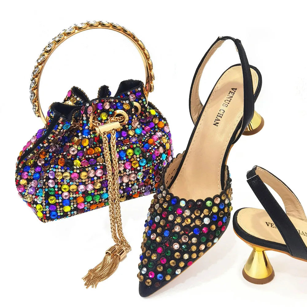 Doershow African fashion Italian Shoes And Bag Sets For Evening Party With Stones wine Italian Handbags Match Bags! HAE1-4