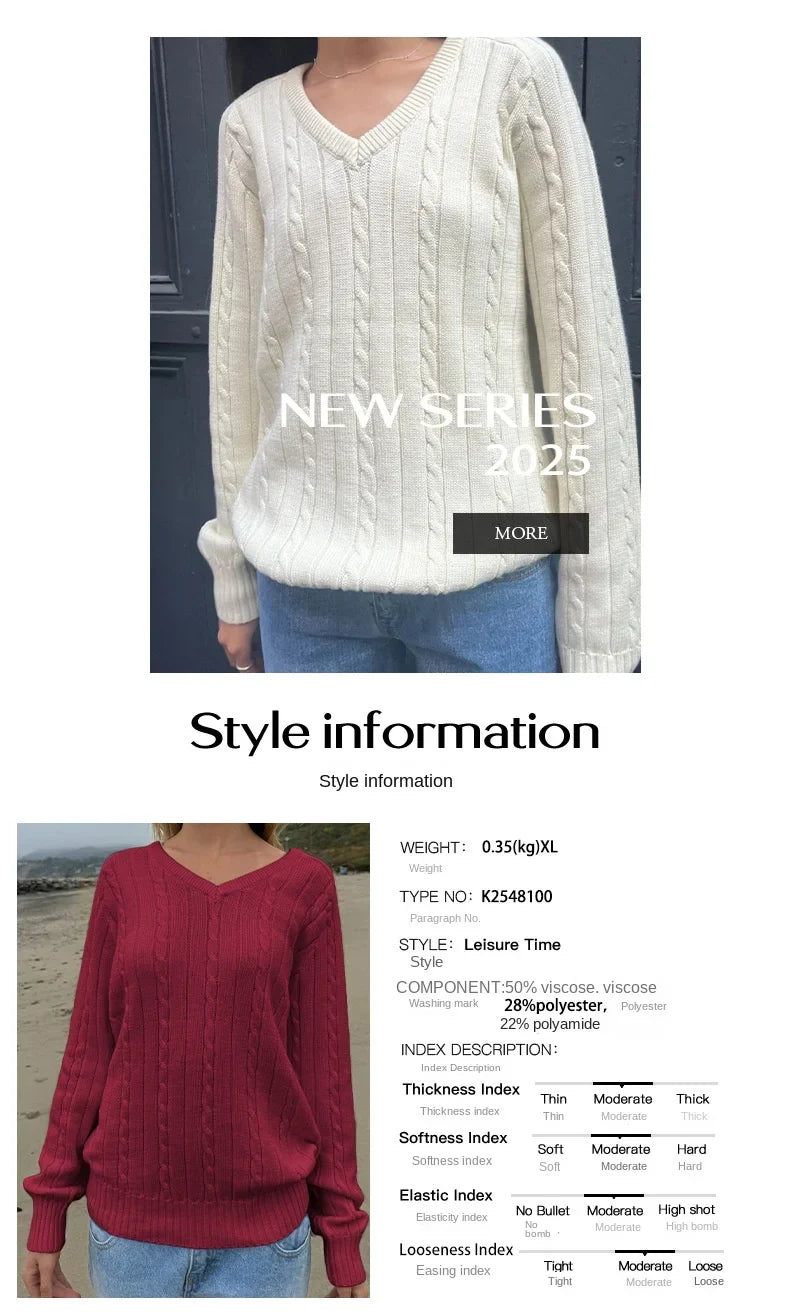 Phantasy Retro Solid Color Sweater Winter Women&