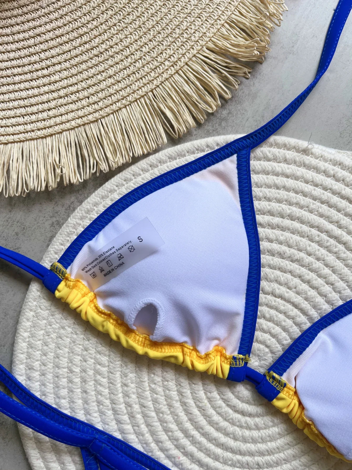 Solid color sexy embroidered Brazilian flag bikini set, women&