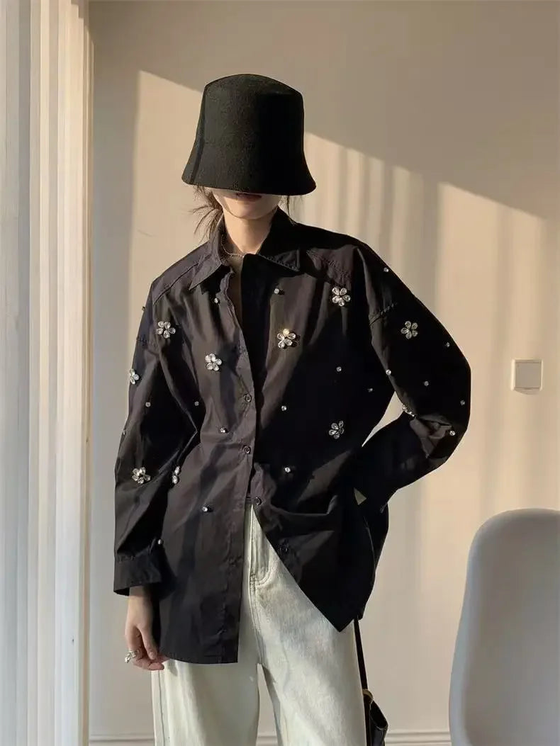 New Spring Loose Casual Cotton Buttons Up Shirts For Women Long Sleeve Top Korean Popular Oversized Blouse Clothes