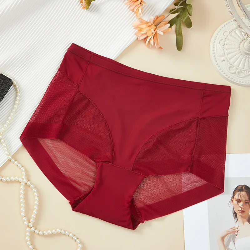 High Waist Women Panties L-4XL Plus Size Seamless Ice Silk Underwear Summer Mesh Breathable Butt Lifter Briefs Leopard Panty