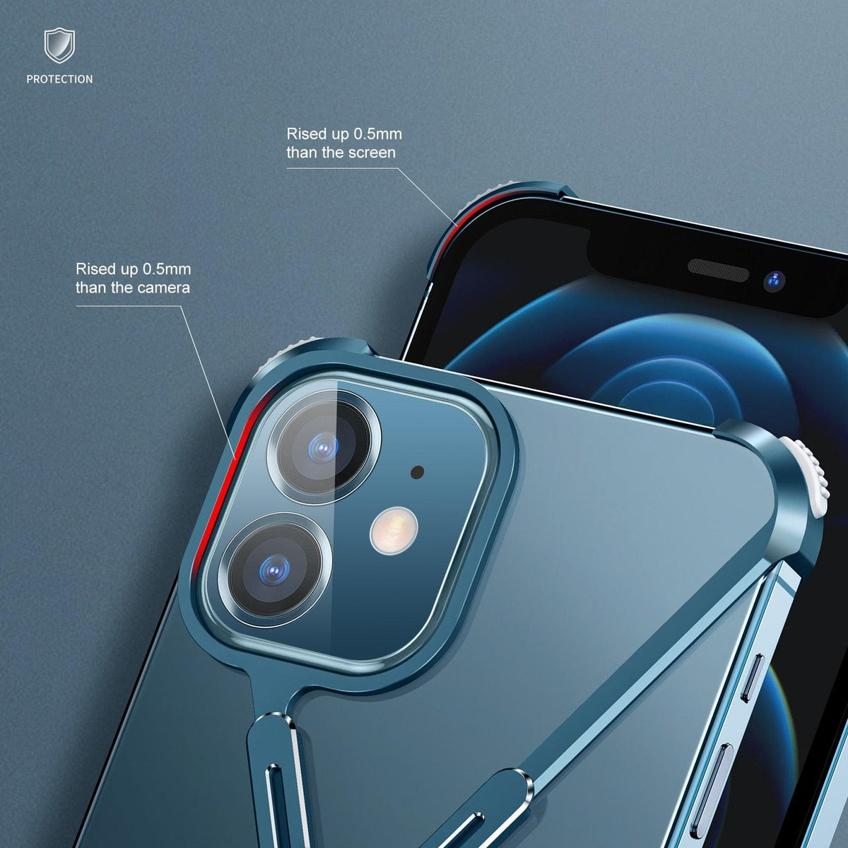 Luxury Phone Case For iPhone 12 Pro Metal Frame Shape Shockproof Cover Bumper Back Cool Case Aluminum Metal X-Frame Support Bumpers Compatible iPhone