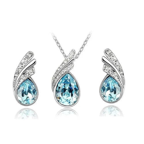 Sea Blue Crystal Necklace Set