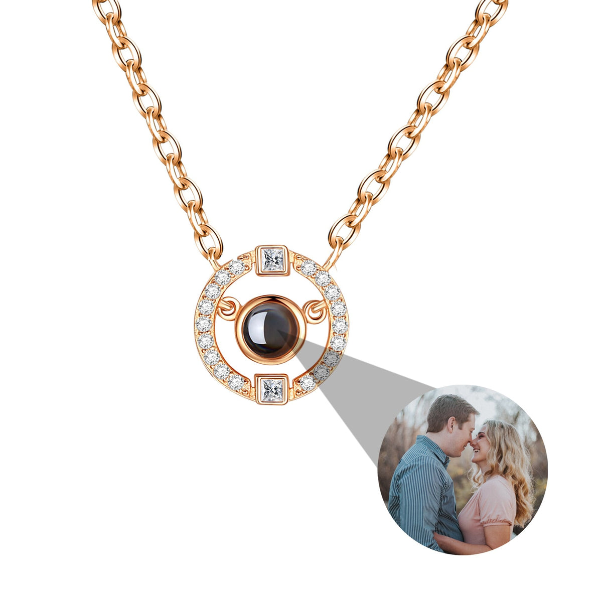 Customizable photo circle Projection Necklace Creative Pendant is a Commemorative Gift