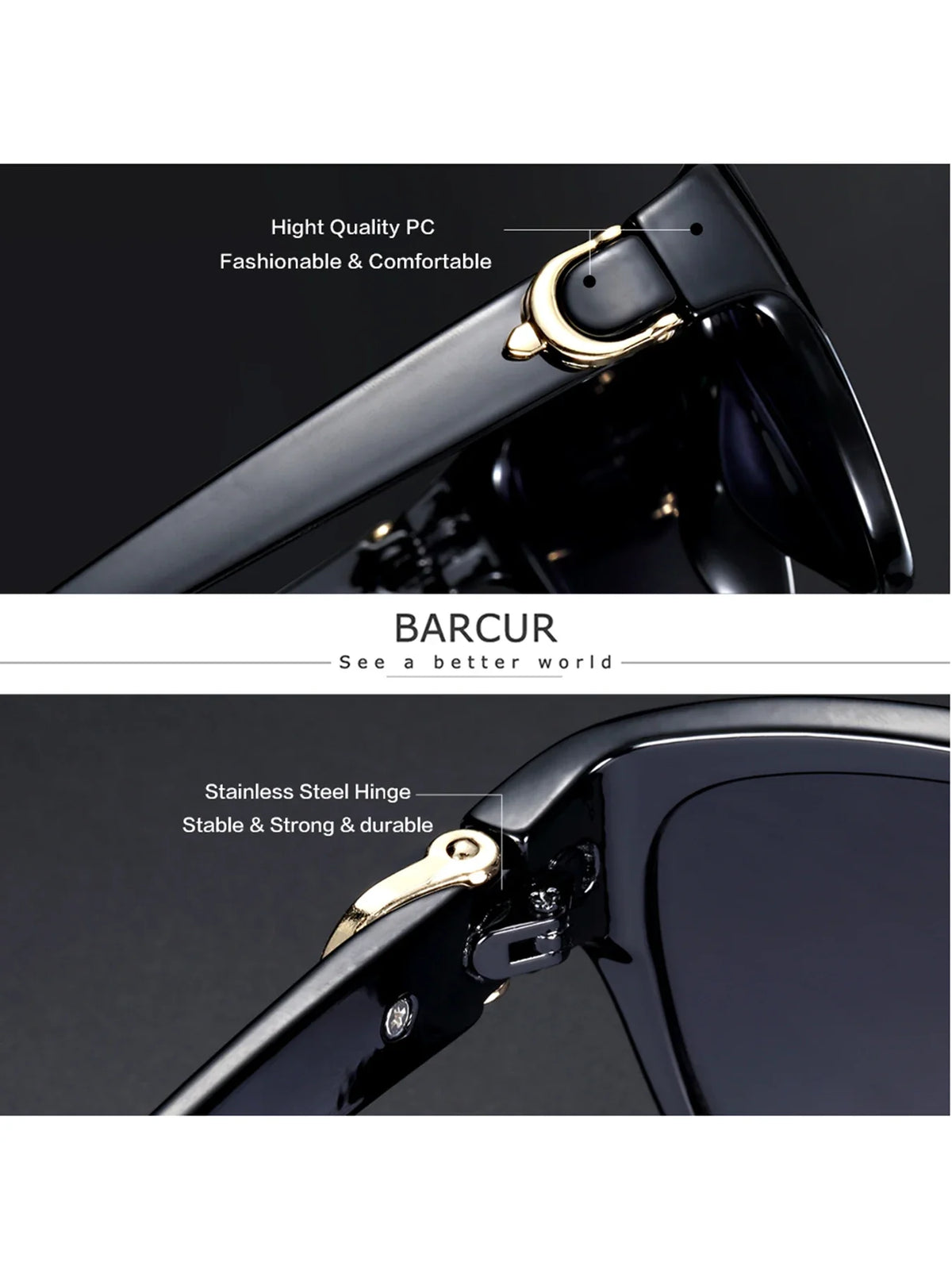 BARCUR Polarized Men’s Fashion Sunglasses – Elliptical Gradient TAC Lens with UV400 Protection – Lightweight Stainless Steel Frame Stylish Summer Eyewear for Travel Driving & Outdoor Gift Occasions