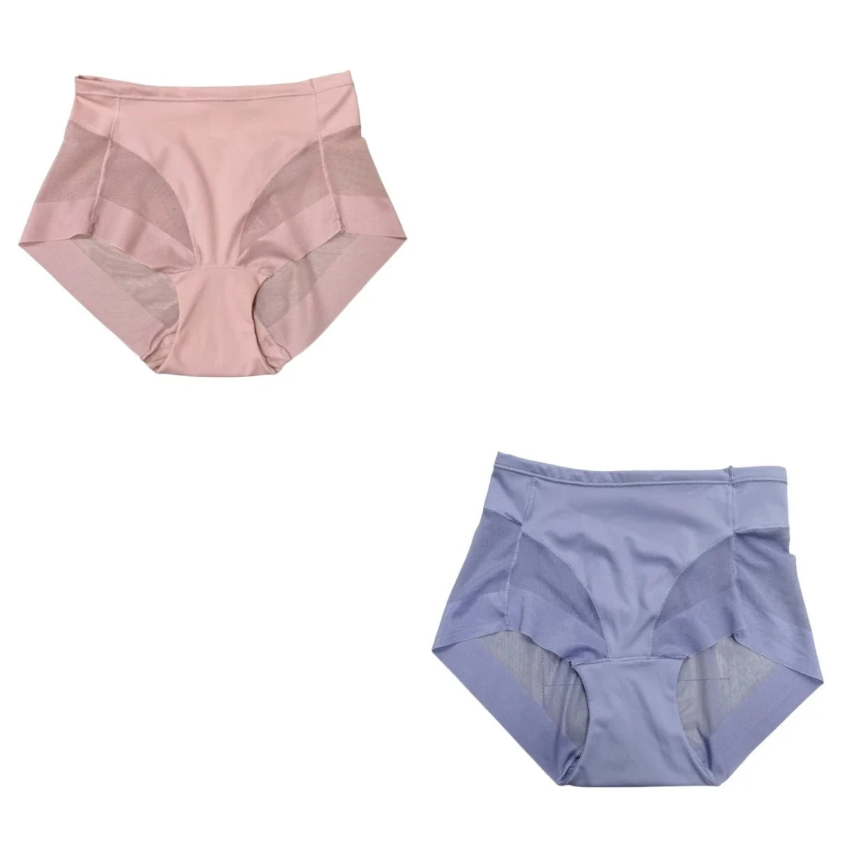 2Pcs/Set Women High Rise Briefs Panties Tummy Control Underwear Hip Shaping Sheer Mesh Panel Shapewear Sexy Lingerie S-3XL