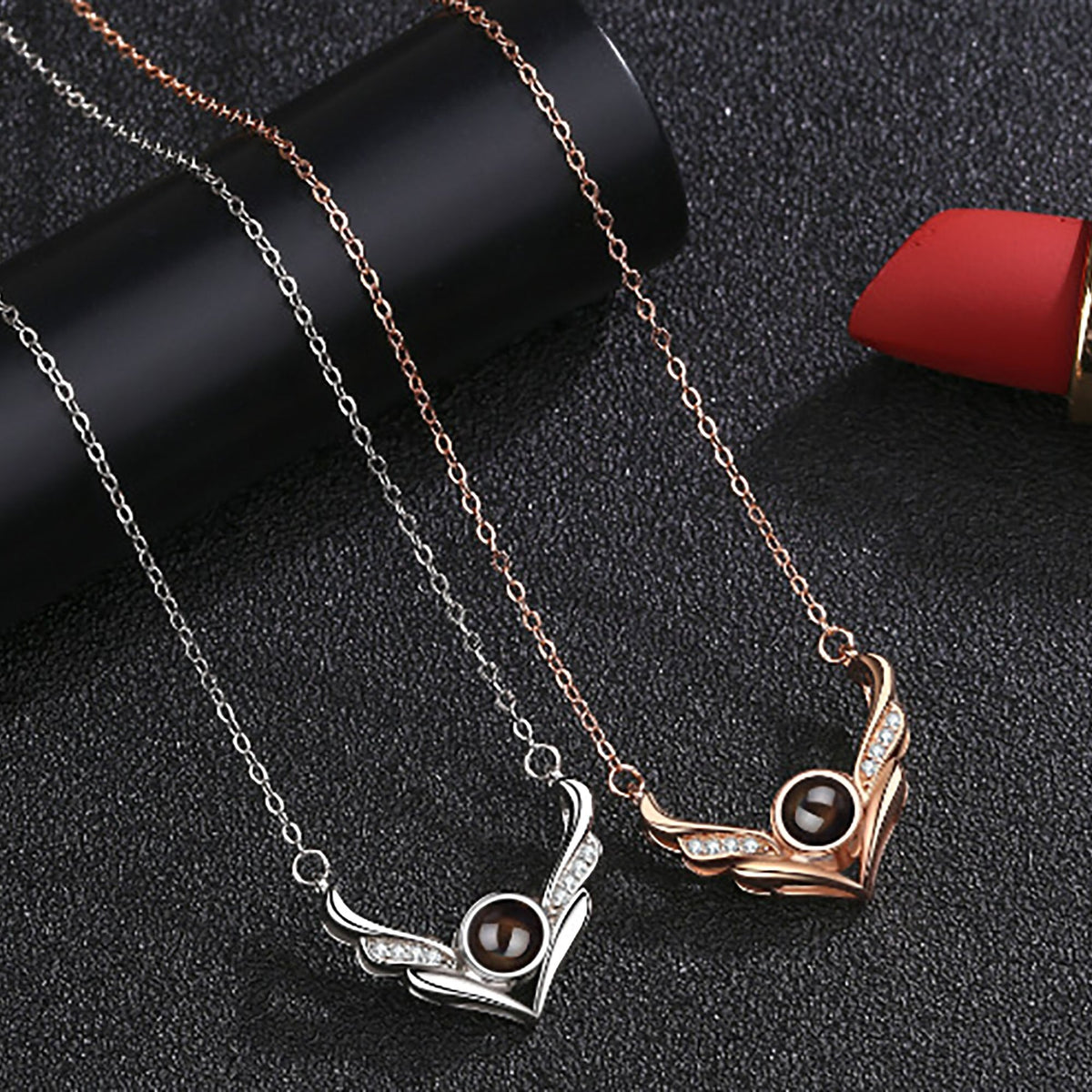 Angel wings with customizable photosProjection Necklace Pendant Jewelry