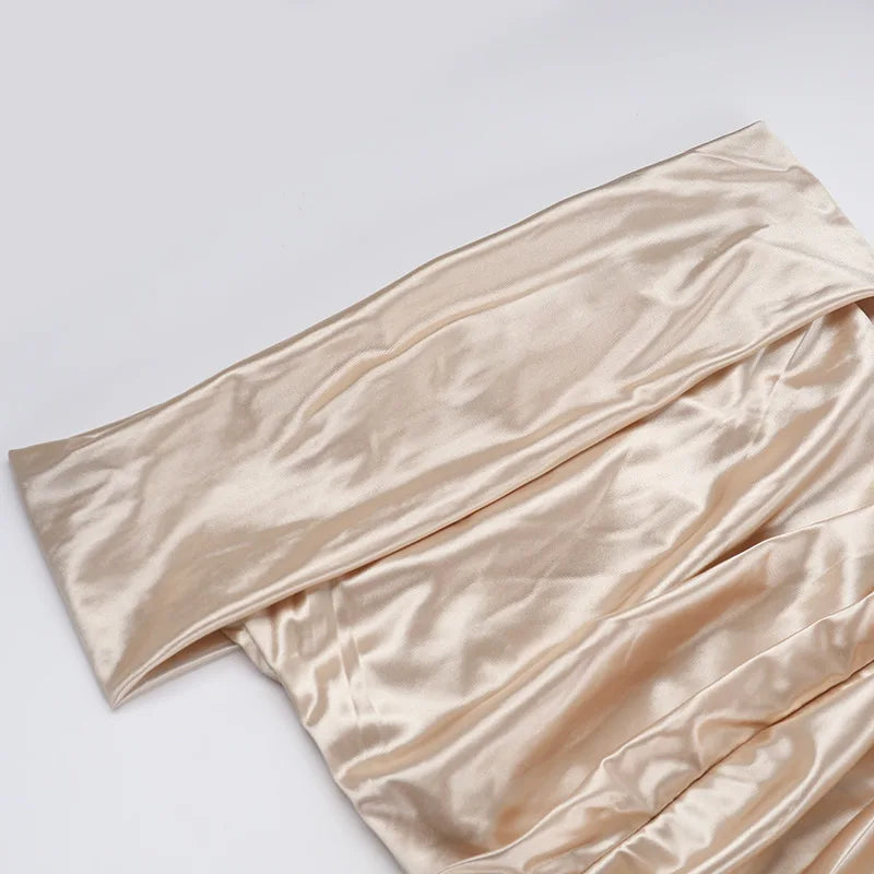 Elegant Satin Solid Color Off-Shoulder Women&
