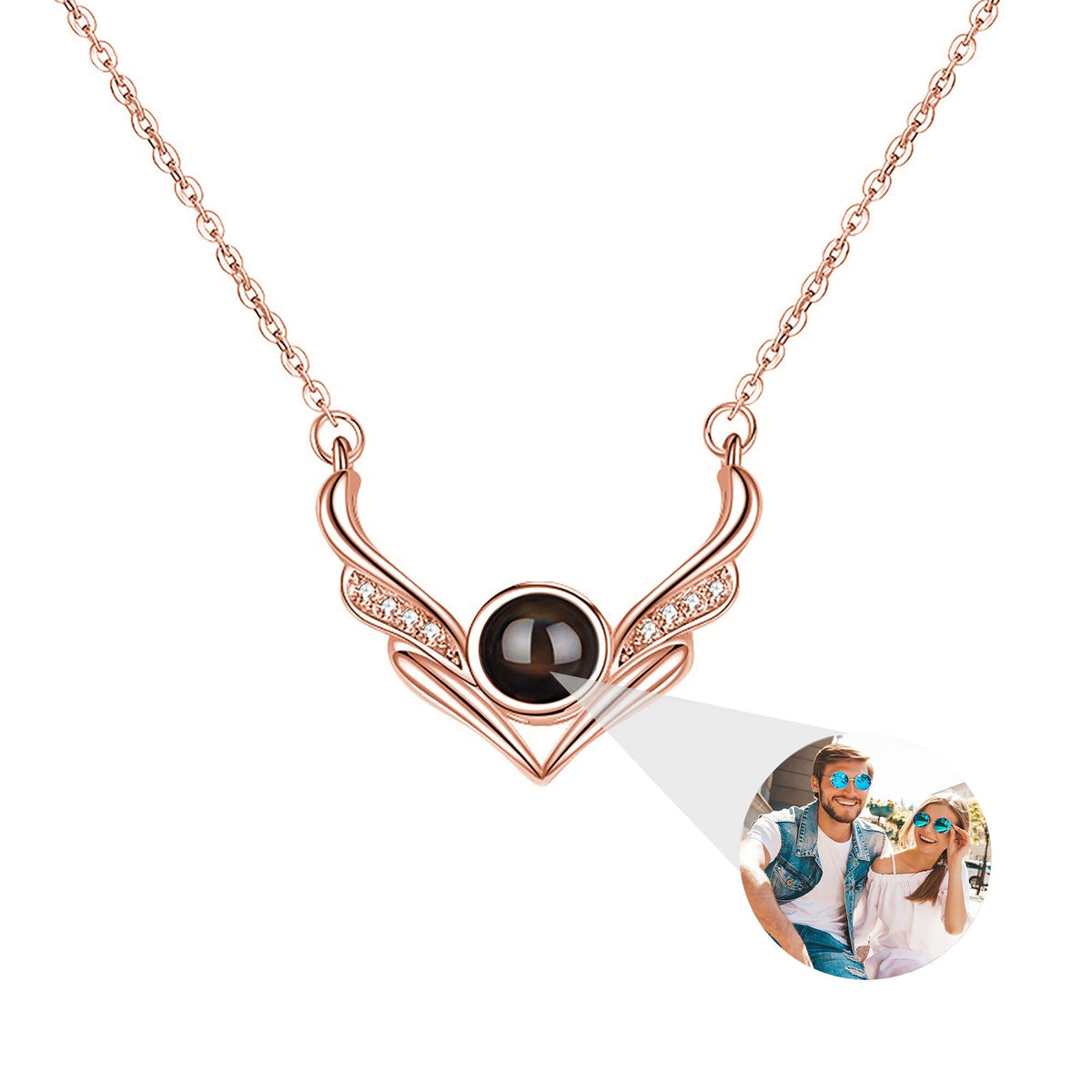 Angel wings with customizable photosProjection Necklace Pendant Jewelry