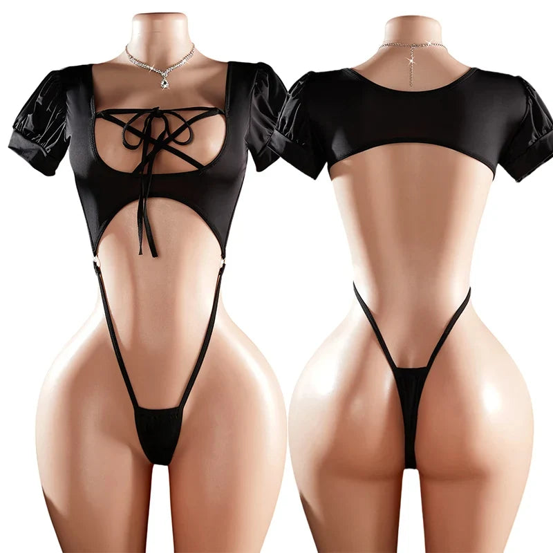 Sexy Lingerie Women Crotchless Hollow Pajamas Erotic Costume Teddy Backless Office Exotic Outfit Role Play Bondage Underwear