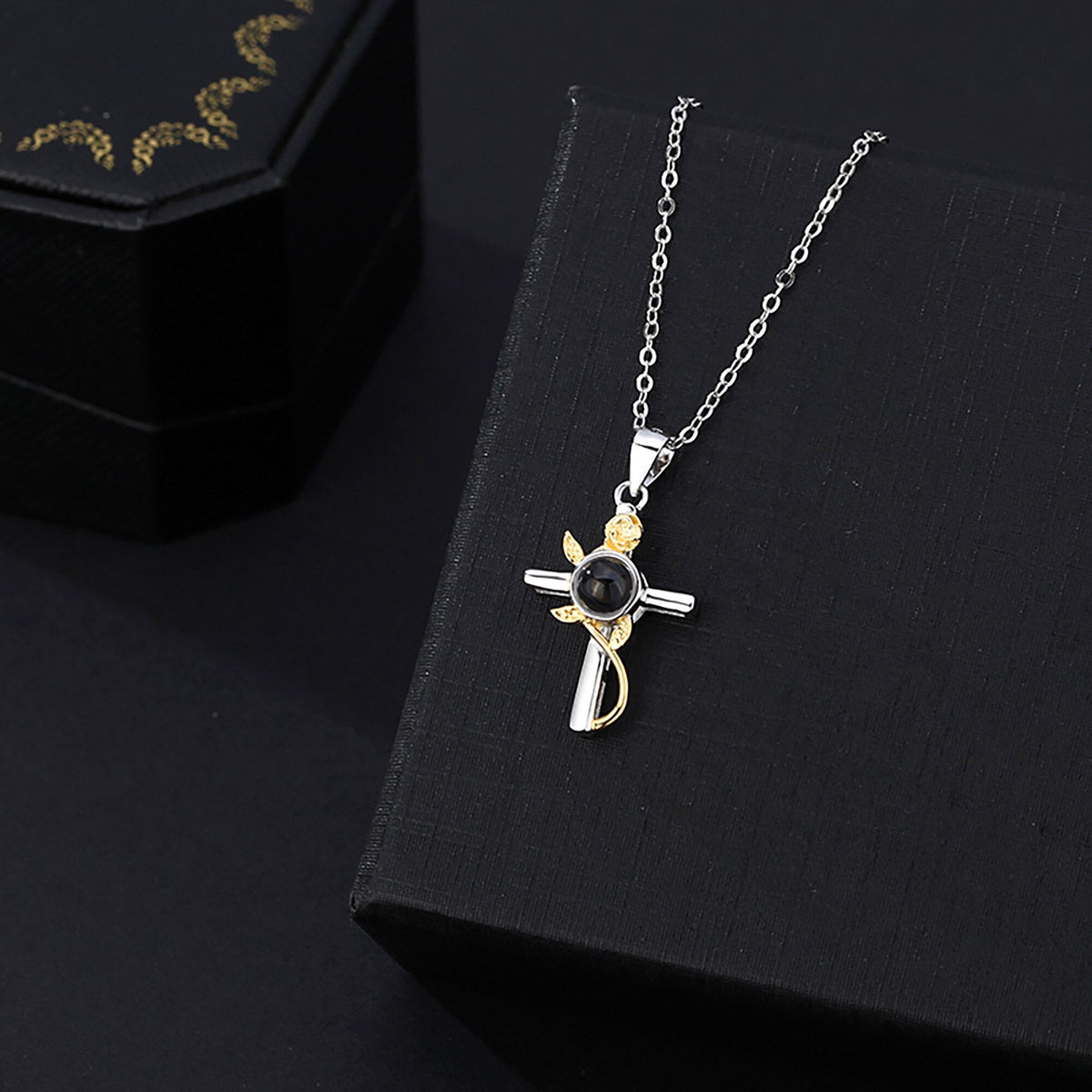 Customizable Photo Cross Projection Necklace Pendant Jewelry