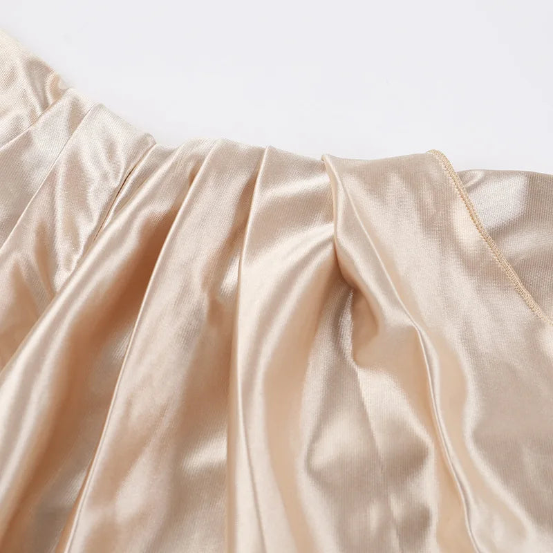 Elegant Satin Solid Color Off-Shoulder Women&