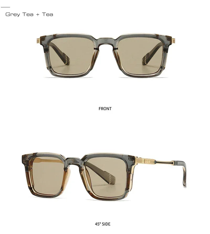 SHAUNA New Square Women Luxury Sunglasses Retro Rivets Men Gradient Shades UV400 Sun Glasses