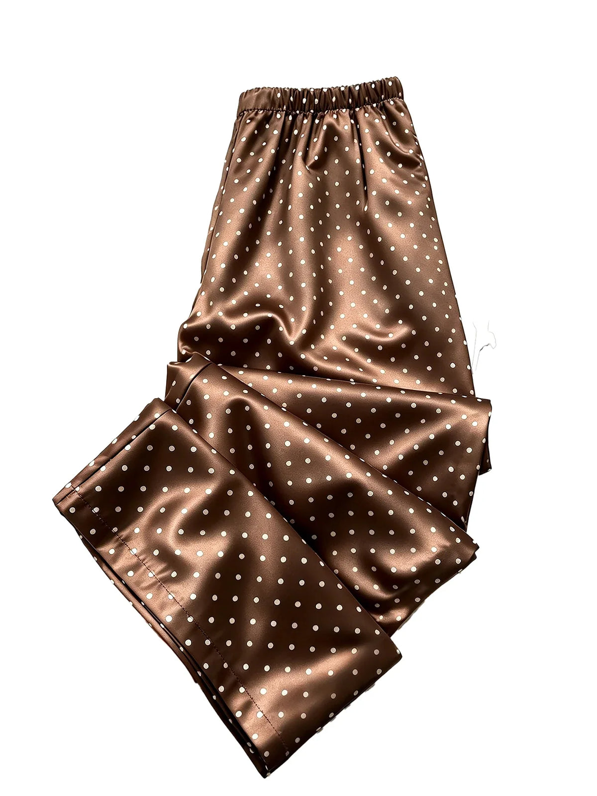 Women Satin Pajama Pants Polka Dot Elastic Waist Loose Long Sleep Bottoms Casual Loungewear Trousers For Home Wear