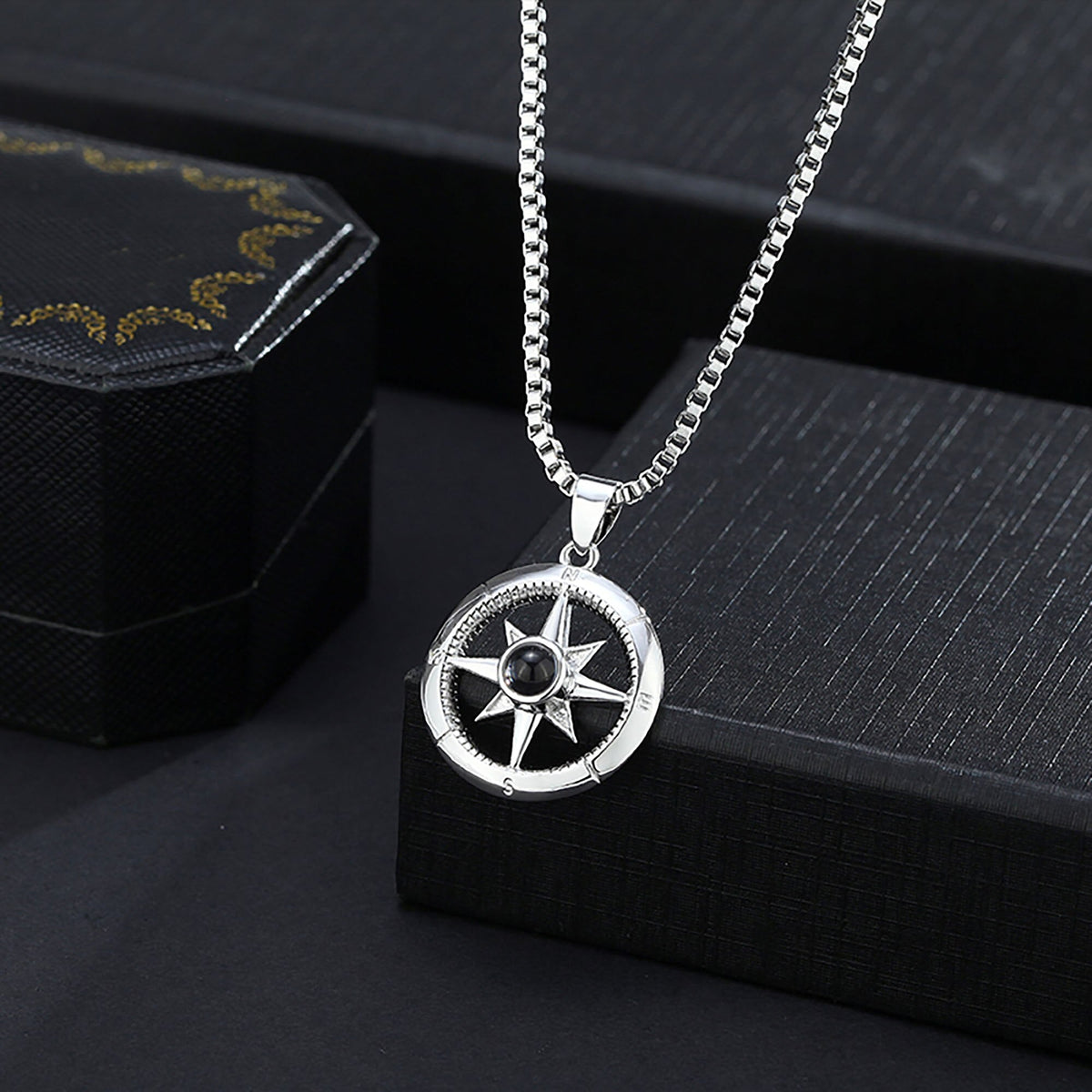 Photo customizable compassProjection Necklace Pendant Jewelry For Lover Girlfriend