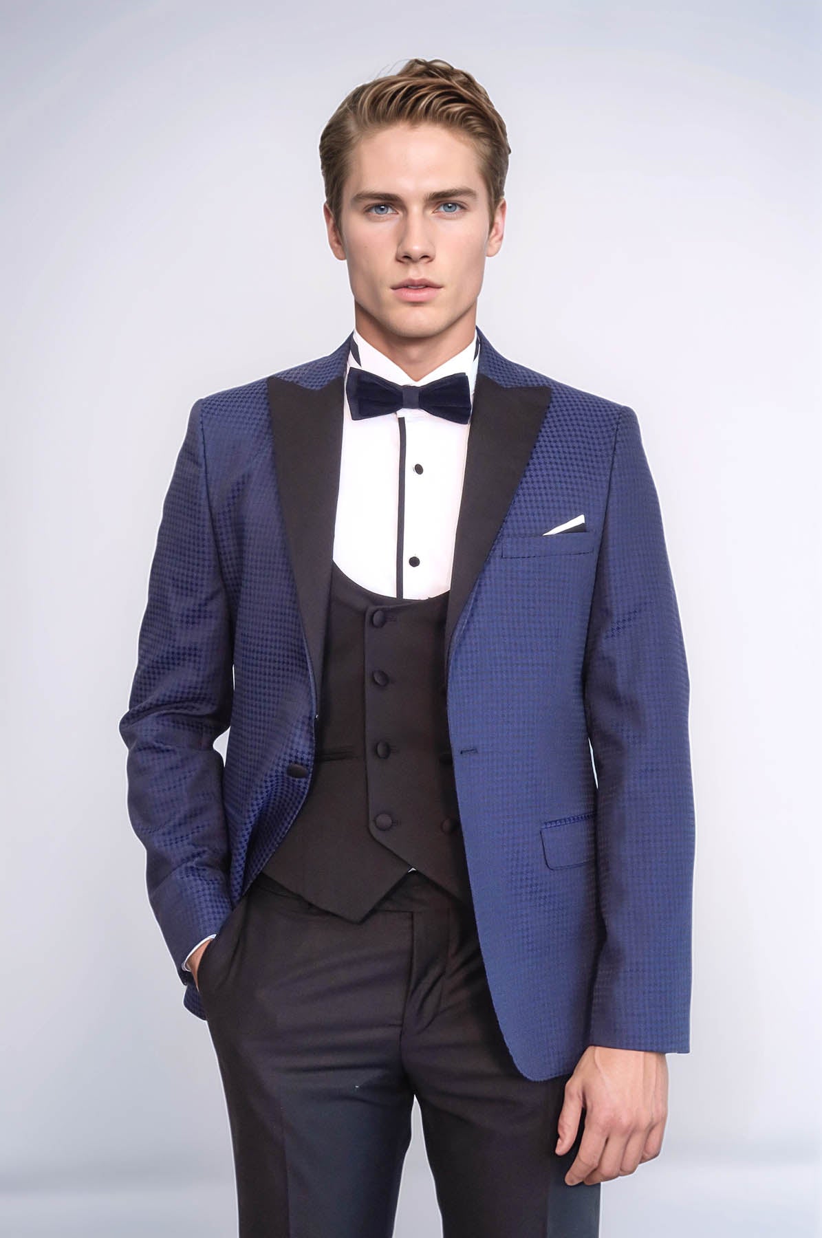 Patterned Jacket Navy Blue Tuxedo | Wessi
