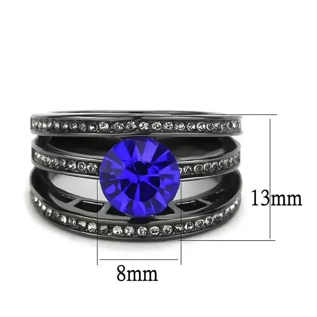 TK3453 - IP Light Black (IP Gun) Stainless Steel Ring with Top Grade