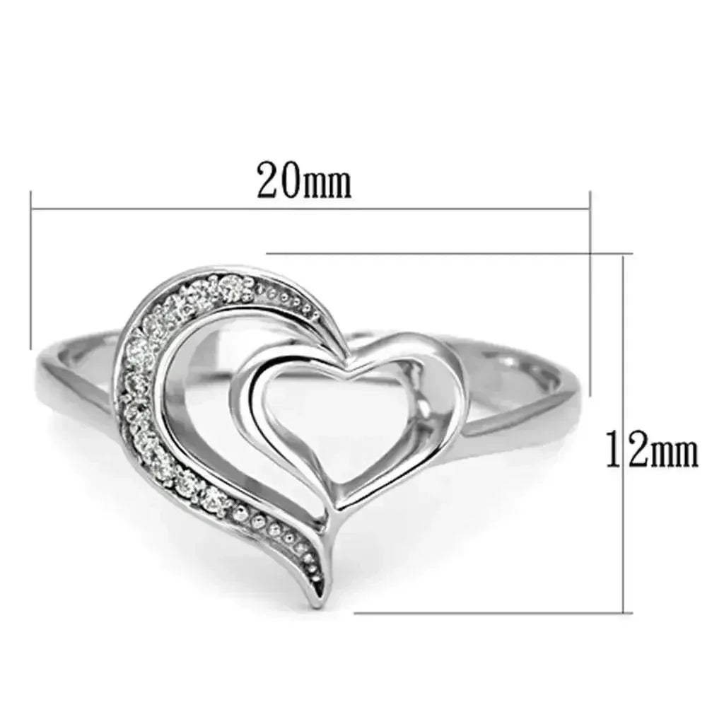 TS093 - Rhodium 925 Sterling Silver Ring with AAA Grade CZ in Clear